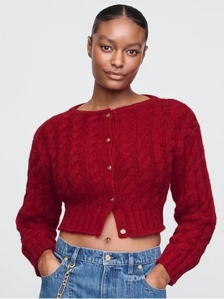 Gap X Cult Gaia Cropped Cardigan - Red